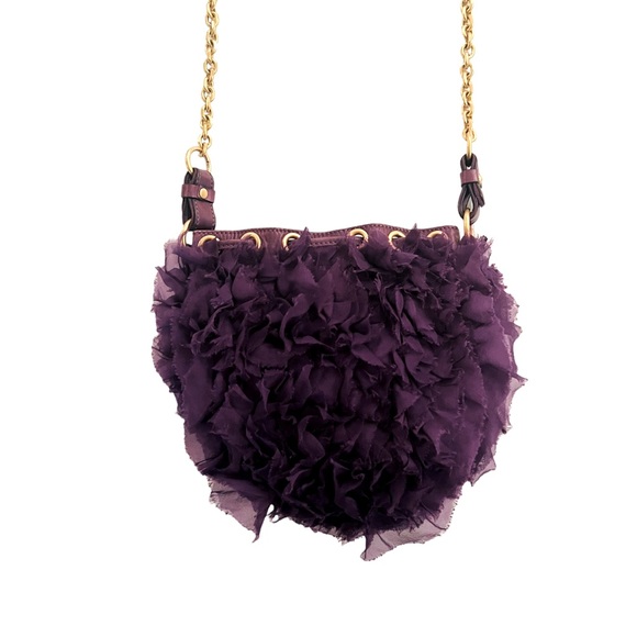 LIKE NEW Juicy Couture Silk Chiffon & Leather Pouchette Bag - Picture 4 of 12